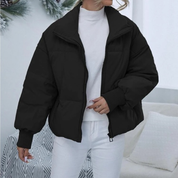 Luxe black zip up puffer jacket - Picture 6 of 6